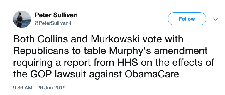 Collins voted against studying effects of GOP lawsuit against Affordable Care Act