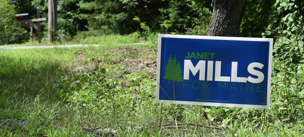 Janet Mills for Maine Yard Sign in yard