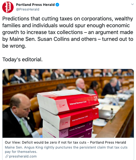 Portland Press Herald - Tax Cuts & Deficit